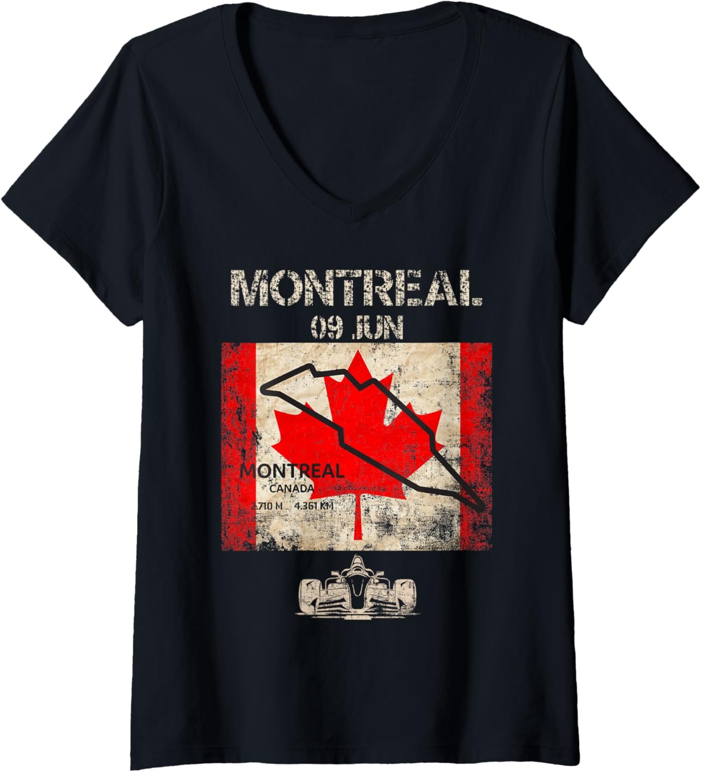 Womens 2024 Formula Racing Montreal Formula Race Formula Car Fan V-Neck T-Shirt